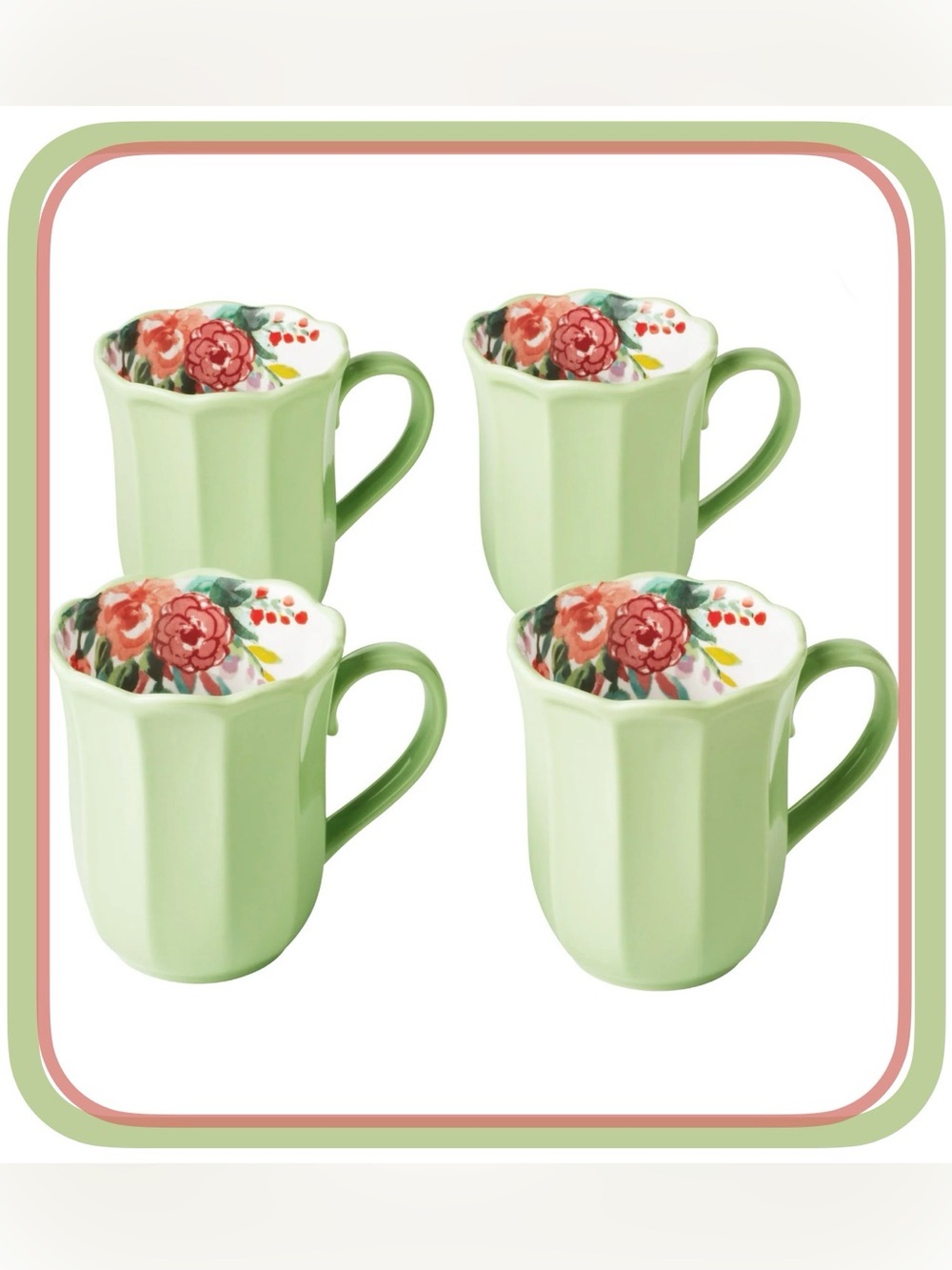 🔥S A L E🔥 Pioneer Woman Painted Meadows 16oz Ceramic Stoneware Mugs - 4 Pack
